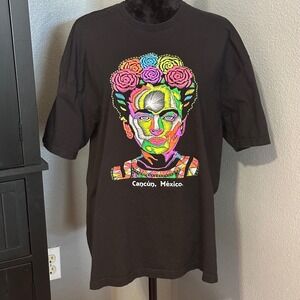 Frida Kahlo Cancun Mexico Graphic Tee Artsy Boho Festival Top Folk